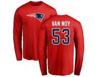 Men Nike Kyle Van Noy Red Name & Number Logo - NFL New England Patriots #53 Long Sleeve T-Shirt