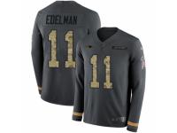 Men Nike New England Patriots #11 Julian Edelman Limited Black Salute to Service Therma Long Sleeve NFL Jersey