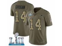 Men Nike New England Patriots #14 Steve Grogan Limited Olive/Camo 2017 Salute to Service Super Bowl LII NFL Jersey