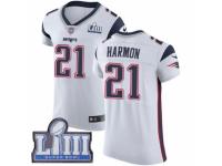 Men Nike New England Patriots #21 Duron Harmon White Vapor Untouchable Elite Player Super Bowl LIII Bound NFL Jersey