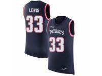 Men Nike New England Patriots #33 Dion Lewis Limited Navy Blue Rush Player Name & Number Tank Top NFL Jersey