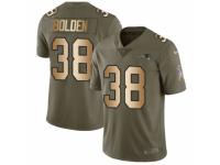 Men Nike New England Patriots #38 Brandon Bolden Limited Olive/Gold 2017 Salute to Service NFL Jersey