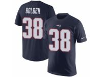 Men Nike New England Patriots #38 Brandon Bolden Navy Blue Rush Pride Name & Number T-Shirt