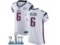Men Nike New England Patriots #6 Ryan Allen White Vapor Untouchable Elite Player Super Bowl LII NFL Jersey