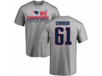 Men Nike New England Patriots #61 Marcus Cannon Heather Gray 2017 AFC Champions V-Neck T-Shirt