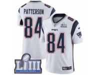 Men Nike New England Patriots #84 Cordarrelle Patterson White Vapor Untouchable Limited Player Super Bowl LIII Bound NFL Jersey