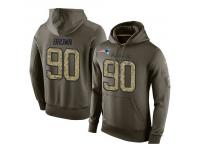 Men Nike NFL New England Patriots #90 Malcom Brown Olive Salute To Service KO Performance Hoodie