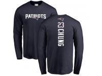 Men Nike Patrick Chung Navy Blue Backer - NFL New England Patriots #23 Long Sleeve T-Shirt