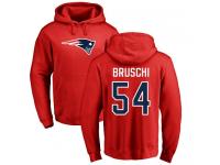 Men Nike Tedy Bruschi Red Name & Number Logo - NFL New England Patriots #54 Pullover Hoodie