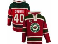 Men Old Time Hockey Minnesota Wild #40 Devan Dubnyk Red Sawyer Hooded Sweatshirt