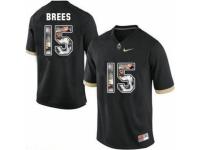 Men Purdue Boilermakers #15 Drew Brees Black With Portrait Print College Football Jersey