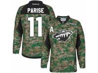 Men Reebok Minnesota Wild #11 Zach Parise Camo Veterans Day Practice NHL Jersey