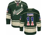 Men Reebok Minnesota Wild #11 Zach Parise Premier Green USA Flag Fashion NHL Jersey