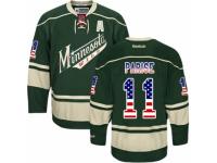 Men Reebok Minnesota Wild #11 Zach Parise Premier Green USA Flag Fashion NHL Jersey