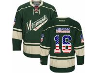 Men Reebok Minnesota Wild #16 Jason Zucker Premier Green USA Flag Fashion NHL Jersey