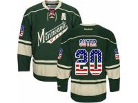 Men Reebok Minnesota Wild #20 Ryan Suter Green USA Flag Fashion NHL Jersey
