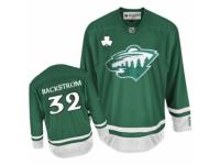 Men Reebok Minnesota Wild #32 Niklas Backstrom Premier Green St Patty Day NHL Jersey
