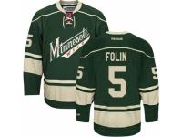 Men Reebok Minnesota Wild #5 Christian Folin Premier Green Third NHL Jersey