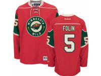 Men Reebok Minnesota Wild #5 Christian Folin Premier Red Home NHL Jersey