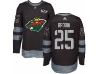Men's Adidas Minnesota Wild #25 Jonas Brodin Premier Black 1917-2017 100th Anniversary NHL Jersey