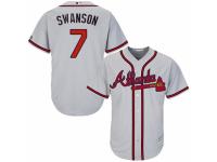 Men's Majestic Atlanta Braves #7 Dansby Swanson Authentic Grey Road Cool Base MLB Jersey
