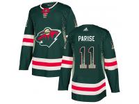 Men's Minnesota Wild #11 Zach Parise Adidas Green Authentic Drift Fashion NHL Jersey