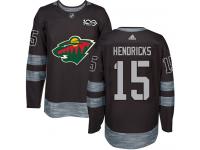 Men's Minnesota Wild #15 Matt Hendricks Adidas Black Authentic 1917-2017 100th Anniversary NHL Jersey