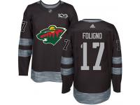 Men's Minnesota Wild #17 Marcus Foligno Adidas Black Authentic 1917-2017 100th Anniversary NHL Jersey