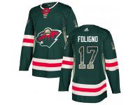 Men's Minnesota Wild #17 Marcus Foligno Adidas Green Authentic Drift Fashion NHL Jersey