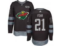 Men's Minnesota Wild #21 Eric Fehr Adidas Black Authentic 1917-2017 100th Anniversary NHL Jersey