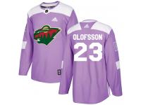 Men's Minnesota Wild #23 Gustav Olofsson Adidas Purple Authentic Fights Cancer Practice NHL Jersey