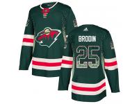 Men's Minnesota Wild #25 Jonas Brodin Adidas Green Authentic Drift Fashion NHL Jersey