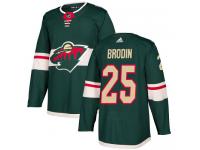 Men's Minnesota Wild #25 Jonas Brodin Adidas Green Home Authentic NHL Jersey