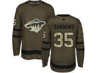 Men's Minnesota Wild #35 Andrew Hammond Adidas Green Authentic Salute To Service NHL Jersey