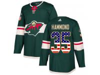 Men's Minnesota Wild #35 Andrew Hammond Adidas Green Authentic USA Flag Fashion NHL Jersey