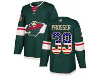 Men's Minnesota Wild #39 Nate Prosser Adidas Green Authentic USA Flag Fashion NHL Jersey