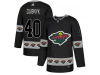 Men's Minnesota Wild #40 Devan Dubnyk Adidas Black Authentic Team Logo Fashion NHL Jersey