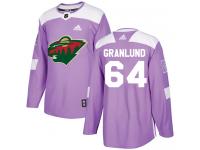 Men's Minnesota Wild #64 Mikael Granlund Adidas Purple Authentic Fights Cancer Practice NHL Jersey