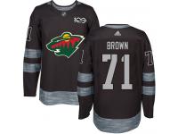 Men's Minnesota Wild #71 J.T. Brown Adidas Black Authentic 1917-2017 100th Anniversary NHL Jersey
