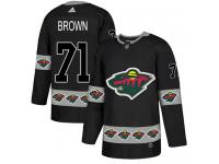 Men's Minnesota Wild #71 J.T. Brown Adidas Black Authentic Team Logo Fashion NHL Jersey