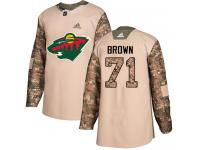 Men's Minnesota Wild #71 J.T. Brown Adidas Camo Authentic Veterans Day Practice NHL Jersey