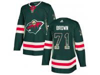 Men's Minnesota Wild #71 J.T. Brown Adidas Green Authentic Drift Fashion NHL Jersey