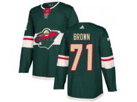 Men's Minnesota Wild #71 J.T. Brown Adidas Green Home Authentic NHL Jersey