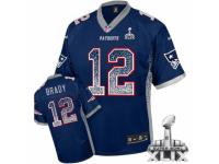 Men's Nike New England Patriots #12 Tom Brady Elite Navy Blue Drift Fashion Super Bowl XLIX NFL Jersey