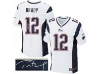 Men's Nike New England Patriots 12 Tom Brady Elite White Autographed NFL Jersey