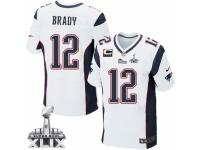 Men's Nike New England Patriots #12 Tom Brady Elite White Super Bowl XLIX NFL Jersey