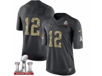 Men's Nike New England Patriots #12 Tom Brady Limited Black 2016 Salute to Service Super Bowl LI 51 NFL Jersey