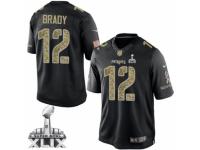 Men's Nike New England Patriots #12 Tom Brady Limited Black Salute to Service Super Bowl XLIX NFL Jersey
