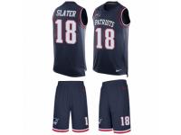 Men's Nike New England Patriots #18 Matthew Slater Navy Blue Tank Top Suit NFL Jersey