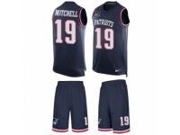 Men's Nike New England Patriots #19 Malcolm Mitchell Navy Blue Tank Top Suit NFL Jersey